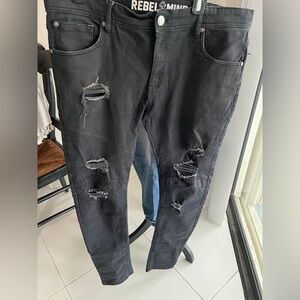 Rebel minds men’s black distressed jeans 36x32